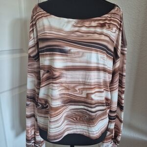 SHEIN Brown and Cream Swirl Blouse